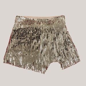 Free People 4 Sequin Mini Skirt | Silver Nude Fairy Hem Party Skirt NWOT